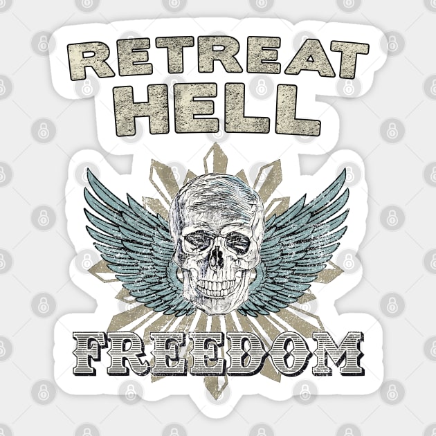 ✪ RETREAT HELL ✪ Vintage Marine Corps slogan emblem insignia Sticker by Naumovski